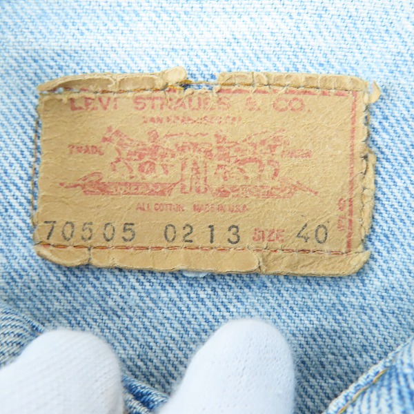 実際に弊社で買取させて頂いたLevi's/リーバイス ボタン裏刻印1/ヴィンテージ デニムジャケット/Gジャン 70505-0213/40の画像 2枚目