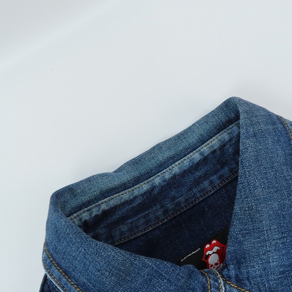 実際に弊社で買取させて頂いたmastermind JAPAN×Theater8/マスターマインド×シアターエイト ローリングストーンズ 刺繍デニムシャツ 8MR-SH01-D/Lの画像 6枚目