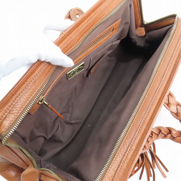 実際に弊社で買取させて頂いたBALLY/バリー 編み込み レザー ハンドバッグ/ボストンバッグ キャメル系の画像 3枚目