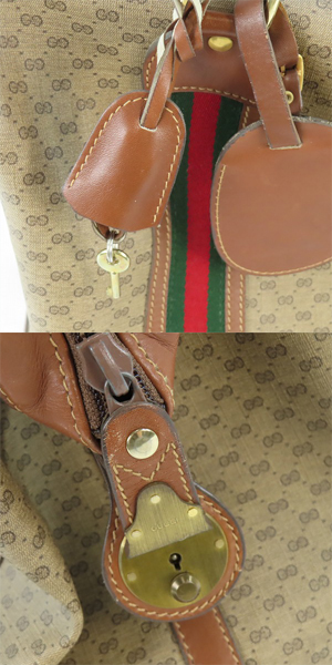 実際に弊社で買取させて頂いたGUCCI/グッチ オールドマイクロGG キャンバス レザー ボストンバッグ 012 24 0525 45の画像 5枚目
