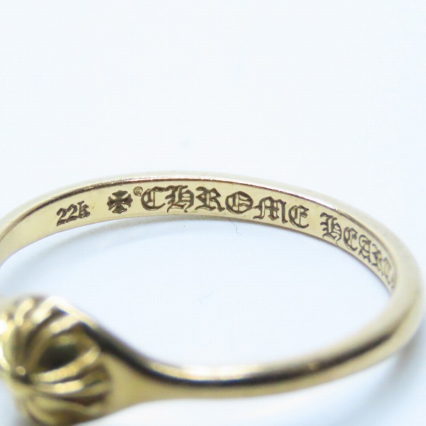 実際に弊社で買取させて頂いたCHROME HEARTS/クロムハーツ 22K BUBBLEGUM MINI HALF CRSBL RING バブルガム ミニハーフ クロスボール リング 13.5号の画像 6枚目