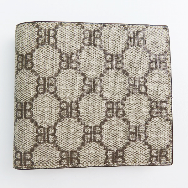 実際に弊社で買取させて頂いたBALENCIAGA×GUCCI/バレンシアガ×グッチ ハッカープロジェクト 総柄 二つ折り財布 ベージュ 680403