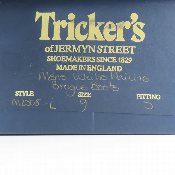 実際に弊社で買取させて頂いたTrickers/トリッカーズ MOLTON/モールトン カントリーブーツ ウイングチップ ホワイト M2508/9の画像 9枚目