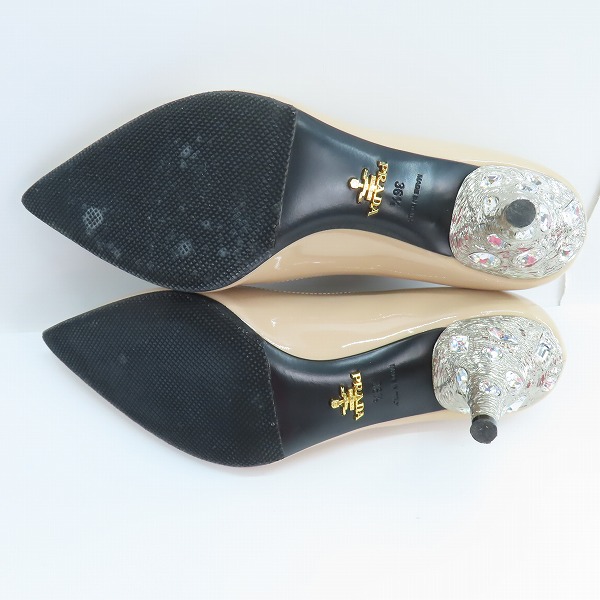 実際に弊社で買取させて頂いたPRADA/プラダ ジュエルヒール パンプス 1I998H/36.5の画像 2枚目