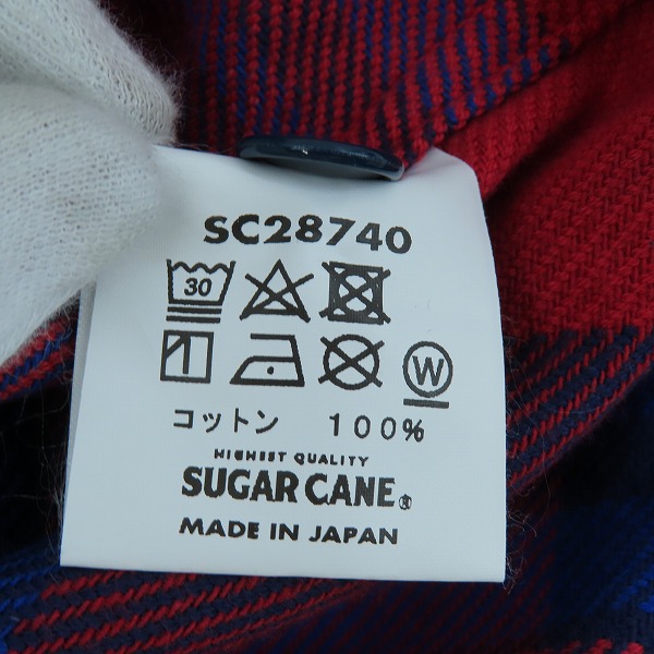 実際に弊社で買取させて頂いた【未使用】 SUGAR CANE/シュガーケーン TWILL CHECK WORK SHIRT/ツイルチェック ワークシャツ/ネルシャツ レッド SC28740/Lの画像 3枚目