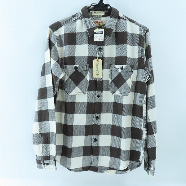 実際に弊社で買取させて頂いたSUGAR CANE/シュガーケーン チェック柄 長袖シャツ ホワイト×チャコールグレー系/M