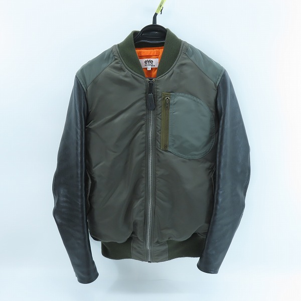実際に弊社で買取させて頂いたeYe JUNYA WATANABE COMME des GARCONS MAN×ALPHA/コムデギャルソン×アルファ 袖レザー切り替え MA-1ジャケット/S