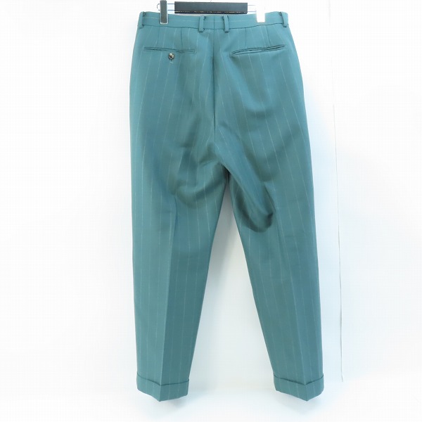 実際に弊社で買取させて頂いたWACKO MARIA×DORMEUIL/ワコマリア×ドーメル スラックスパンツ グリーンストライプ  Lの画像 1枚目