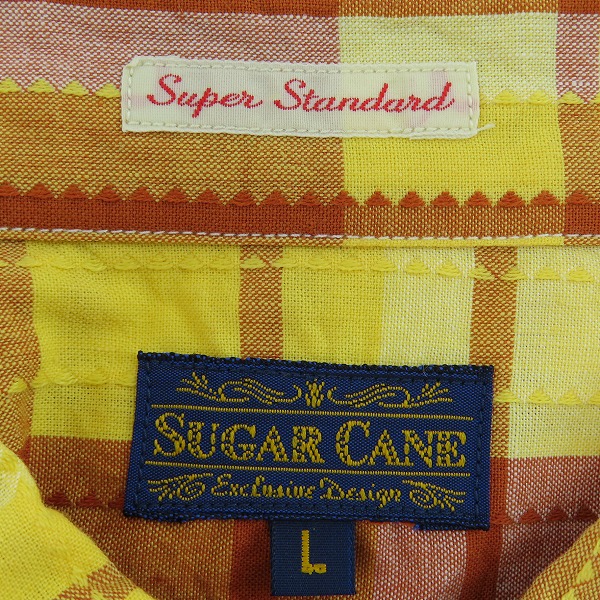 実際に弊社で買取させて頂いた【未使用】 SUGAR CANE/シュガーケーン チェック柄 半袖 ボタン シャツ オレンジ SC22461/Lの画像 2枚目