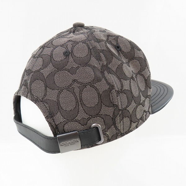 実際に弊社で買取させて頂いたCOACH/コーチ シグネチャー柄 ロゴワッペン キャップ 帽子 ブラック/ダークグレーの画像 3枚目
