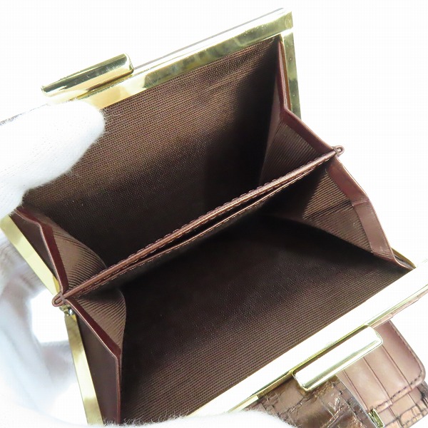 実際に弊社で買取させて頂いたGIVENCHY/ジバンシィ がま口 クロコダイル型押し 二つ折り財布の画像 5枚目