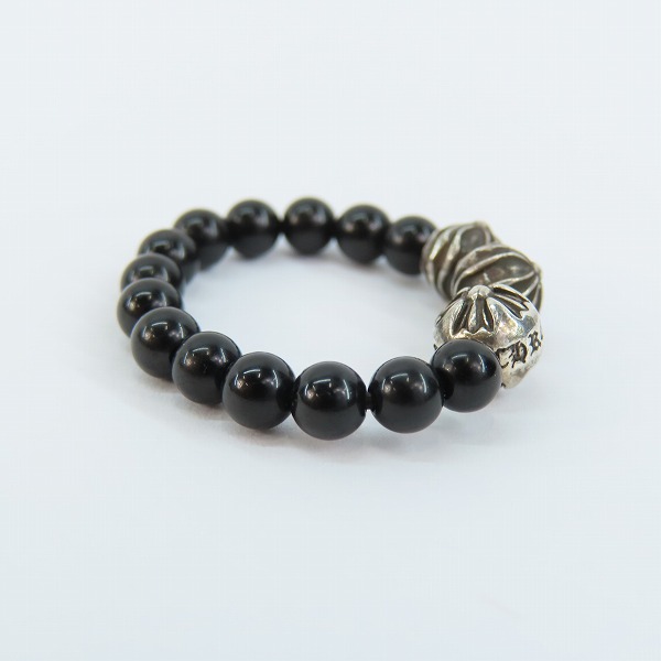 実際に弊社で買取させて頂いたCHROME HEARTS/クロムハーツ 4mm BEADS RING/ブラック ビーズ リング 18号の画像 4枚目