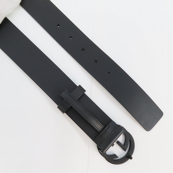 実際に弊社で買取させて頂いたGUCCI/グッチ インターロッキングGバックル レザーベルト 368186 BGH0V 105・42の画像 5枚目