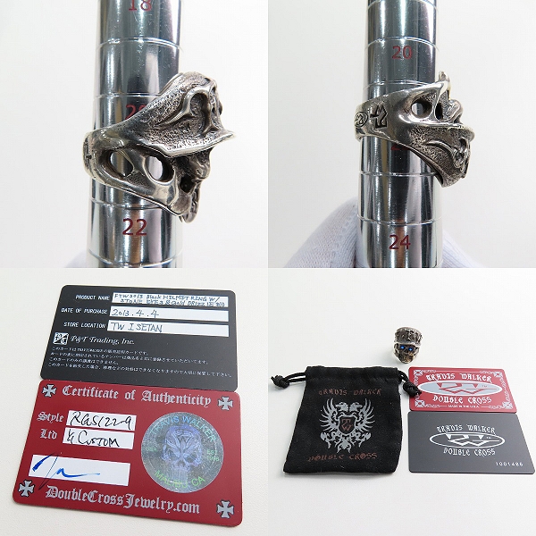 実際に弊社で買取させて頂いた【ギャラ付】トラヴィスワーカー FTW2013 ブラックヘルメット スカル リング w/ストーンアイズ ゴールドドリズラー 20.5-22号の画像 9枚目