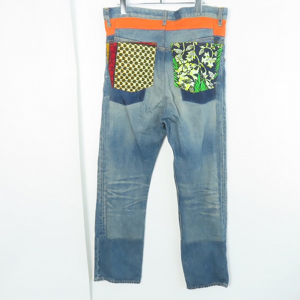 実際に弊社で買取させて頂いたJUNYA WATANABE COMME des GARCONS MAN/ジュンヤワタナベコムデギャルソンマン 再構築 パッチワークデニムパンツ WQ-P038/Sの画像 1枚目
