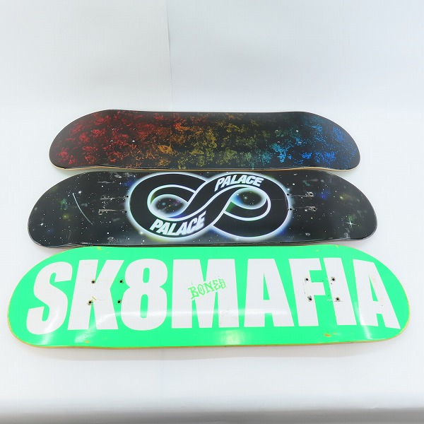 実際に弊社で買取させて頂いたSK8MAFIA/スケートマフィア PALACE/パレス 等 スケートボードデッキ 3点セット