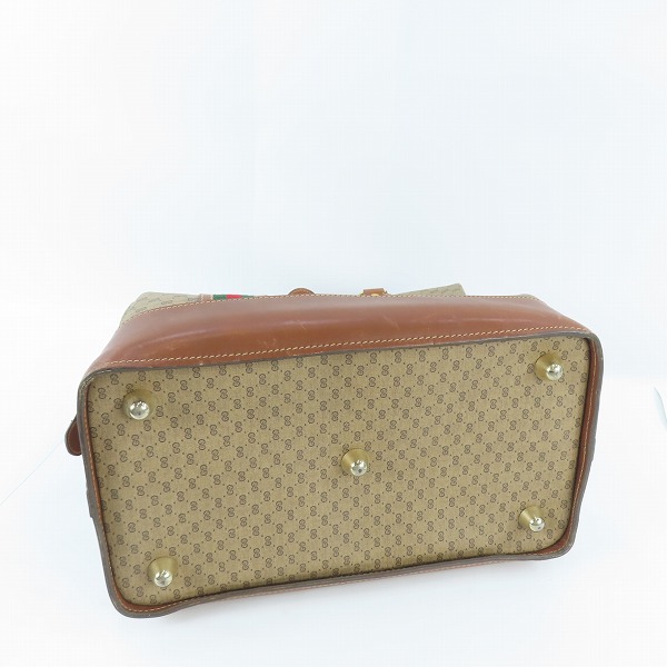 実際に弊社で買取させて頂いたGUCCI/グッチ オールドマイクロGG キャンバス レザー ボストンバッグ 012 24 0525 45の画像 2枚目