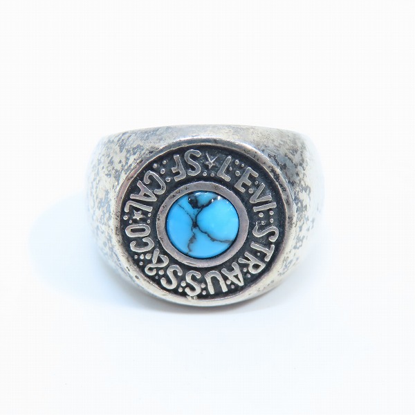 実際に弊社で買取させて頂いたLevi's/リーバイス ストーン付き シルバー ロゴリング 19号の画像 1枚目