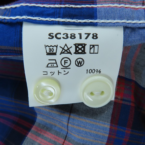 実際に弊社で買取させて頂いたSUGAR CANE Light/シュガーケーンライト オープンカラー チェック 半袖 ボタン シャツ ブルー SC38178/Lの画像 3枚目