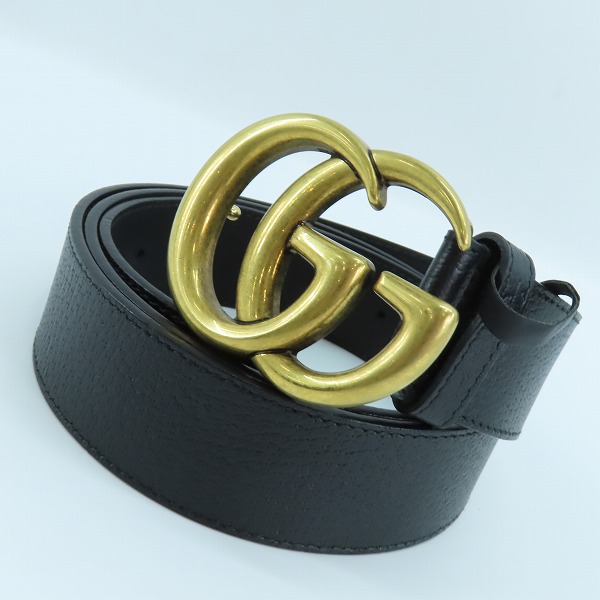 実際に弊社で買取させて頂いたGUCCI/グッチ GG/ダブルGバックル レザーベルト ブラック 406831 DJ20T/110 44