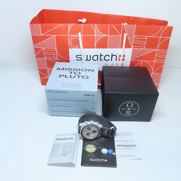 実際に弊社で買取させて頂いたOMEGA×Swatch/オメガ×スウォッチ ムーンウォッチ ミッション トゥ プルート クロノグラフ クオーツ SO33M101の画像 8枚目