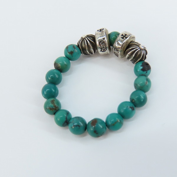 実際に弊社で買取させて頂いたCHROME HEARTS/クロムハーツ 4mm TURQUOISE BEADS RING/ターコイズ ビーズ リング 18号の画像 5枚目