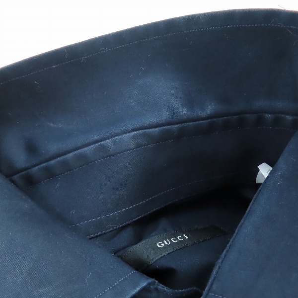 実際に弊社で買取させて頂いたGUCCI/グッチ 長袖シャツ ダークネイビー/38の画像 6枚目