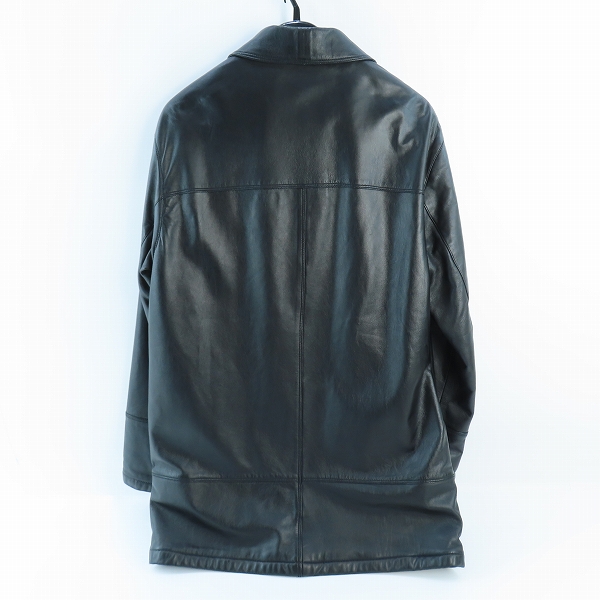 実際に弊社で買取させて頂いた【JPタグ】ARMANI JEANS/アルマーニジーンズ レザー カーコート ブラック/48の画像 1枚目