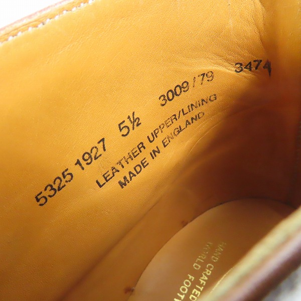 実際に弊社で買取させて頂いたAlfred Sargent/アルフレッドサージェント ビジネスシューズ 5325 1927 /5.5の画像 5枚目