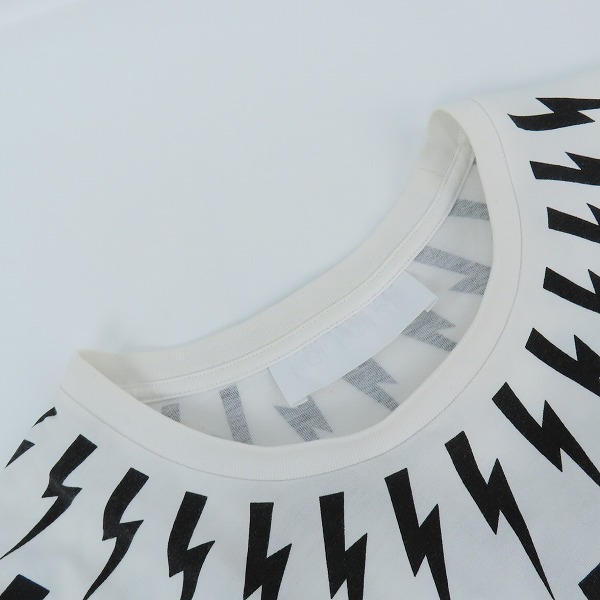 実際に弊社で買取させて頂いたNeil Barrett/ニールバレット 21SS HAWAIIAN FAIR ISLE THUNDERBOLT SHIRT サンダーボルトTシャツ PBJT108 E508S/XLの画像 6枚目