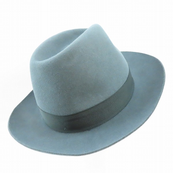 実際に弊社で買取させて頂いたBorsalino/ボルサリーノ リボン 兎毛 フェルト ハット グレー/57の画像 3枚目