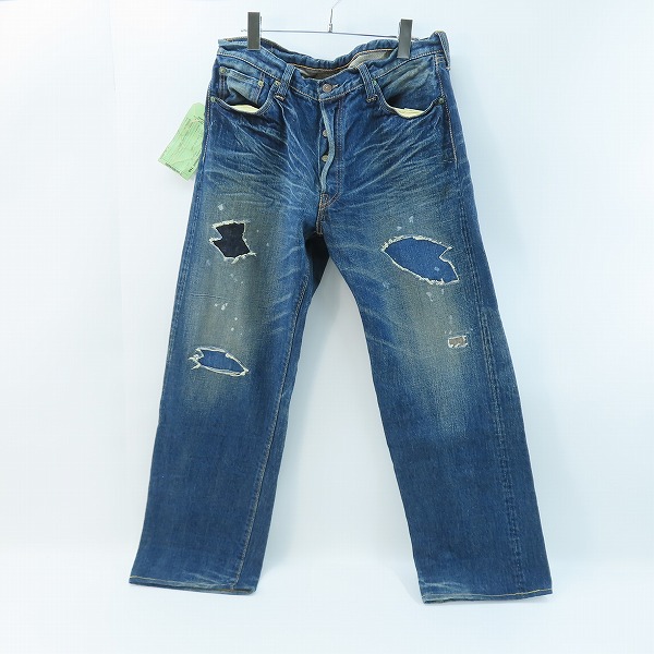 実際に弊社で買取させて頂いたSUGAR CANE/シュガーケーン 901 LONE STAR JEANS 10 YEAR AGED ロンスタージーンズ ダメージ加工 デニムパンツ SC40901R/36