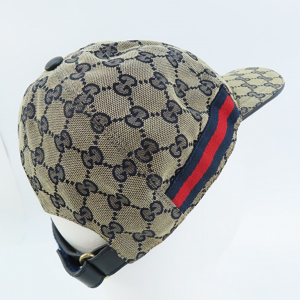 実際に弊社で買取させて頂いたGUCCI/グッチ オリジナルGGキャンバス シェリーライン ベースボールキャップ ベージュ 200035/XLの画像 3枚目