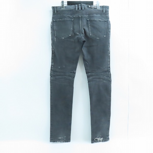 実際に弊社で買取させて頂いたBALMAIN/バルマン 14AW ダメージ加工 バイカーデニム W4HT551B658V/31の画像 1枚目