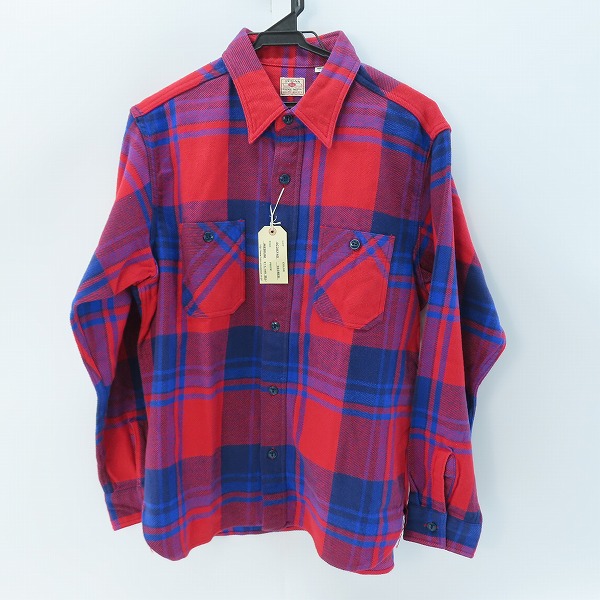 実際に弊社で買取させて頂いた【未使用】 SUGAR CANE/シュガーケーン TWILL CHECK WORK SHIRT/ツイルチェック ワークシャツ/ネルシャツ レッド SC28740/M