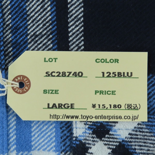 実際に弊社で買取させて頂いた【未使用】 SUGAR CANE/シュガーケーン TWILL CHECK WORK SHIRT/ツイルチェック ワークシャツ/ネルシャツ ブルー SC28740/Lの画像 6枚目