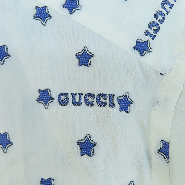 実際に弊社で買取させて頂いたGUCCI/グッチ 18ss 長袖ドレスシャツ スター 星 ロゴ 刺繍 ホワイト 547239/50の画像 8枚目
