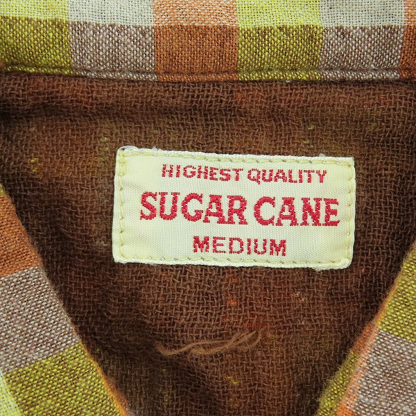 実際に弊社で買取させて頂いた【未使用】 SUGAR CANE/シュガーケーン チェック柄 半袖 ボタン シャツ オレンジ SC33402/Mの画像 2枚目