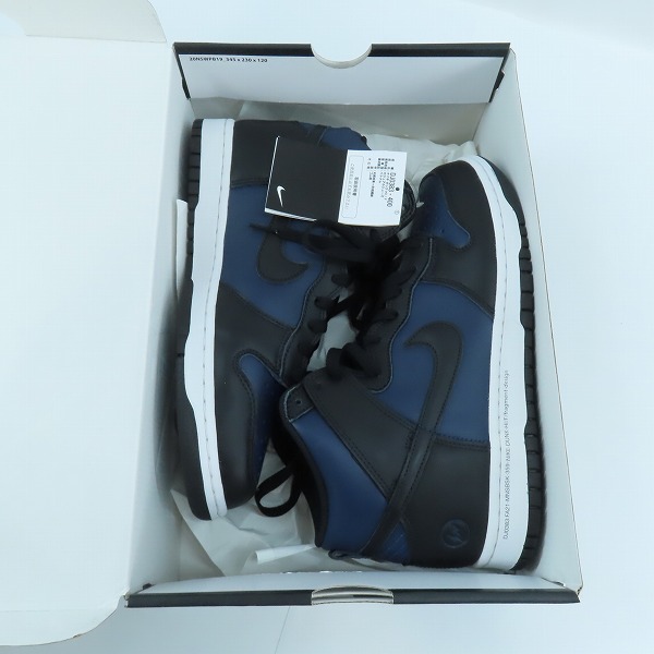 実際に弊社で買取させて頂いた【未使用】NIKE×FRAGMENT DESIGN/ナイキ×フラグメントデザイン DUNK HI/ダンク ハイ ミッドナイトネイビー DJ0383-400/27の画像 7枚目