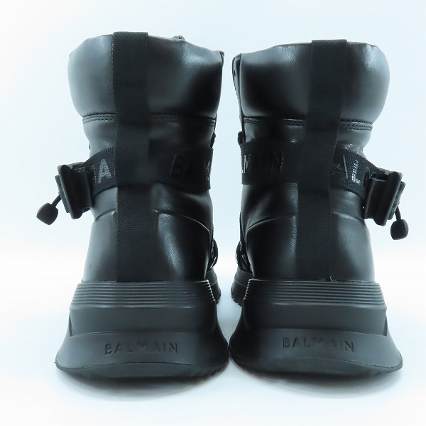 実際に弊社で買取させて頂いたBALMAIN/バルマン レザー ハイカット ロゴ ベルト スニーカーブラック SM0C172/42の画像 1枚目