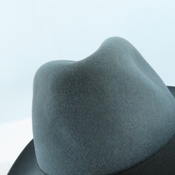 実際に弊社で買取させて頂いたBorsalino/ボルサリーノ リボン 兎毛 フェルト ハット グレー/57の画像 9枚目