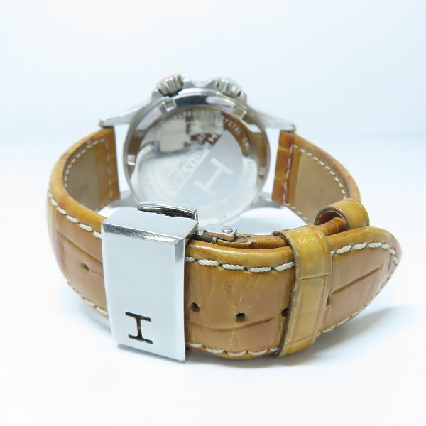 実際に弊社で買取させて頂いたHAMILTON/ハミルトン カーキ ETO クオーツ クロノグラフ 腕時計 H776220【動作未確認】の画像 2枚目