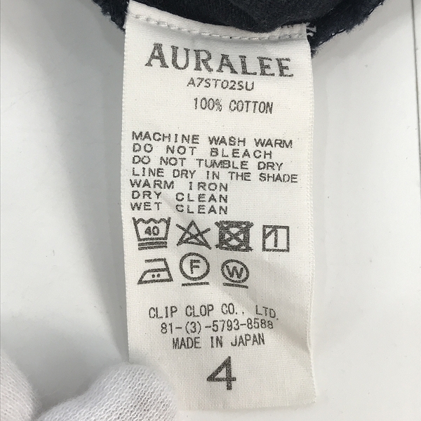 実際に弊社で買取させて頂いたAURALEE/オーラリー ヘビー コットン サイドスリット Tシャツ/4の画像 3枚目