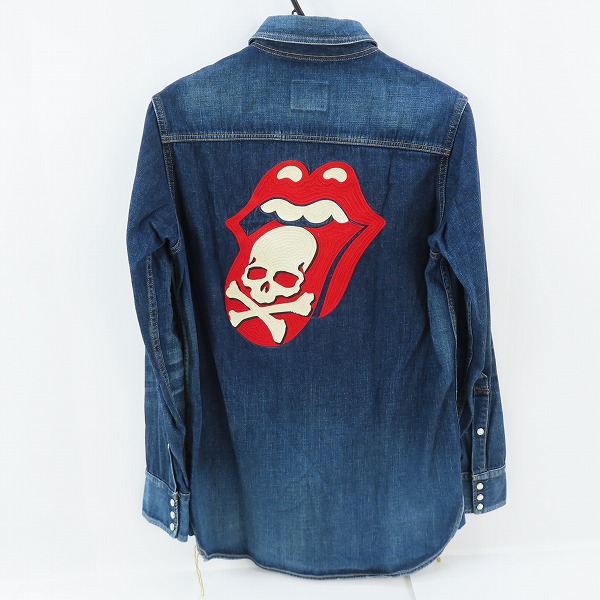 実際に弊社で買取させて頂いたmastermind JAPAN×Theater8/マスターマインド×シアターエイト ローリングストーンズ 刺繍デニムシャツ 8MR-SH01-D/Lの画像 1枚目