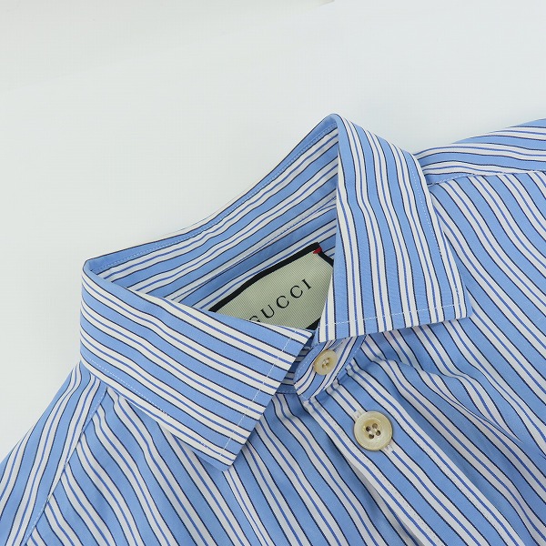 実際に弊社で買取させて頂いた【JPタグ】GUCCI/グッチ 18AW ストライプ/ハーフボタン オーバーサイズドシャツ 534786 Z375L/50の画像 6枚目