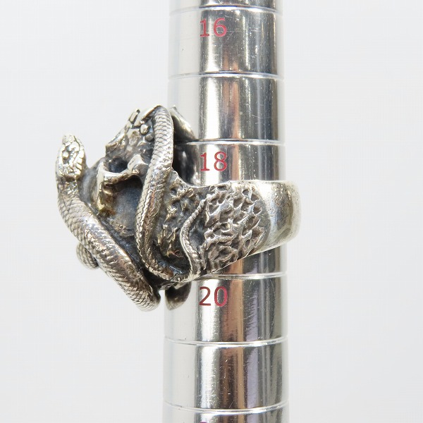 実際に弊社で買取させて頂いたCRAZY PIG DESIGNS/クレイジーピッグ スカル＆スネークリング/18.5-19.5号の画像 8枚目