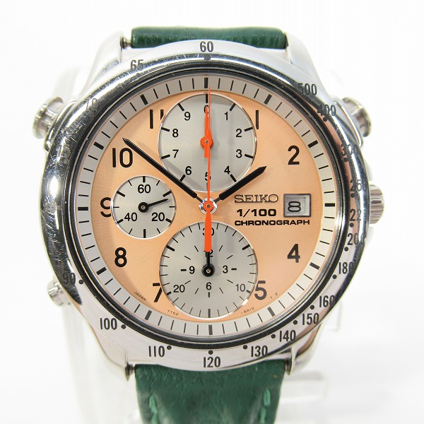 実際に弊社で買取させて頂いたSEIKO/セイコー スピードマスター QZ クロノグラフ 1/100 デイト 腕時計 7T52-6A10【動作未確認】
