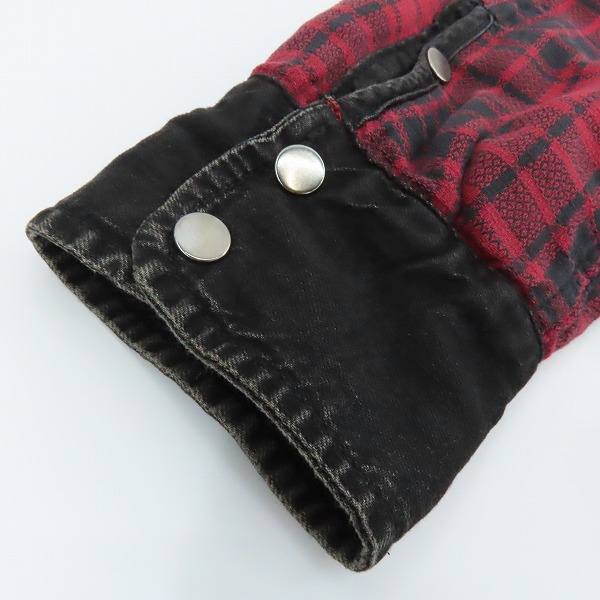 実際に弊社で買取させて頂いたDIESEL/ディーゼル 18AW リバーシブル チェック デニム シャツ/ジャケット/Mの画像 9枚目