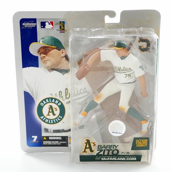 実際に弊社で買取させて頂いた【未開封】McFARLANE TOYS/マクファーレントイズ オークランド・アスレチックス #75 BARRY ZITO バリー・ジト フィギュア 白