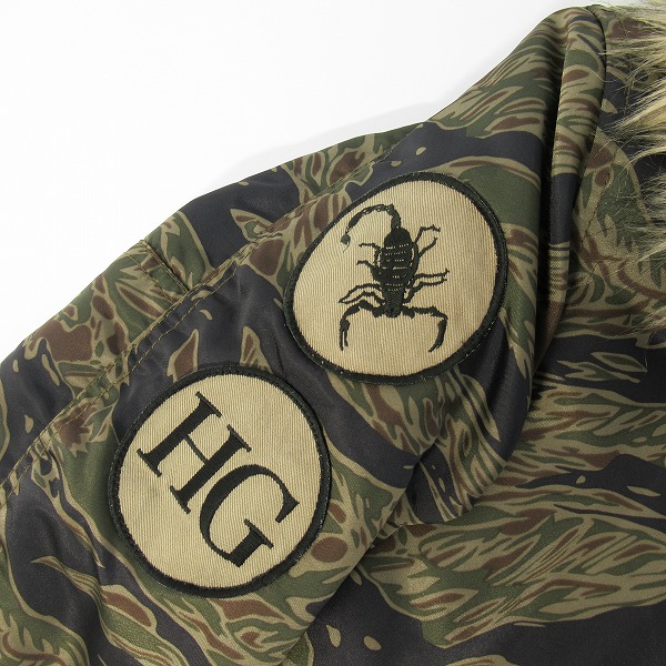 実際に弊社で買取させて頂いたHYSTERIC GLAMOUR/ヒステリックグラマー HG プリマロフト タイガーカモ N-3B ジャケット Mの画像 6枚目